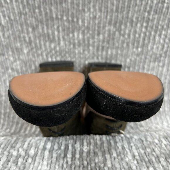 L'Autre Chose Olive, Black Italian Suede Leather Stack Heel Ankle Boot Bootie 36 - Picture 10 of 10